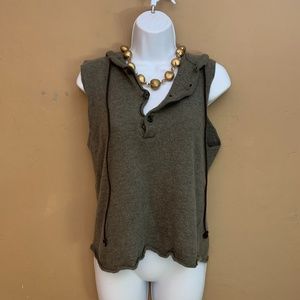 Nice Collective Merino Wool Sleeveless Hoodie XXL tight Gently worn